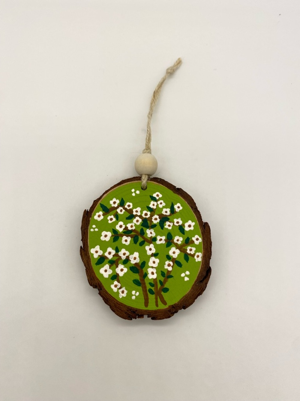 Floral Wood Ornament Hand Painted